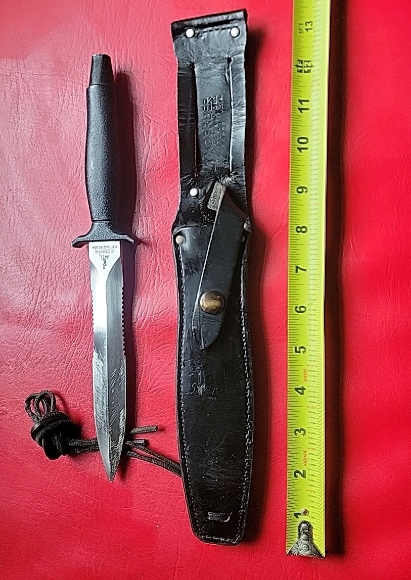 Vintage Gerber Mark II Fighting Knife Dagger Leather Sheath 1980-81 Double Sided