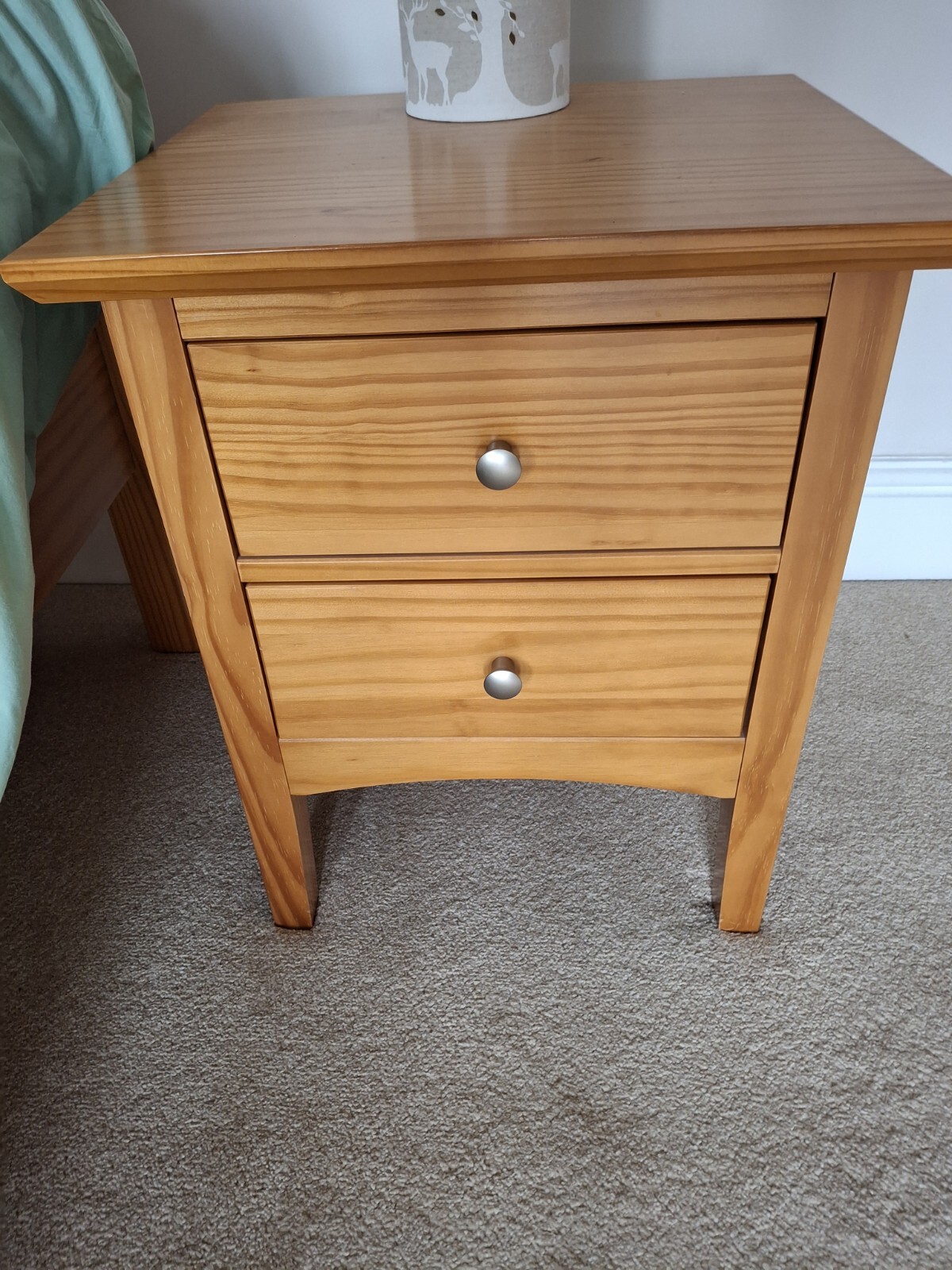 M&S Pine Double Bed Frame And Mattress With Matching Bedside Drawers eBay