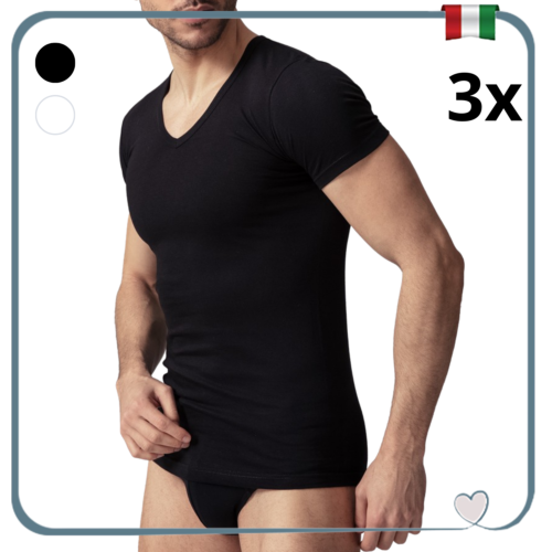 Set 3 Maglia Intima Uomo Cotone Maglietta Maglia Intimo Uomo Scollo a V fino 3XL - Zdjęcie 2 z 6