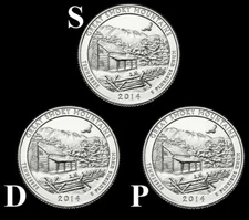 2014 D,P,S Great Smokey Mountains National Park Quarters Tennessee "BU" ATB 