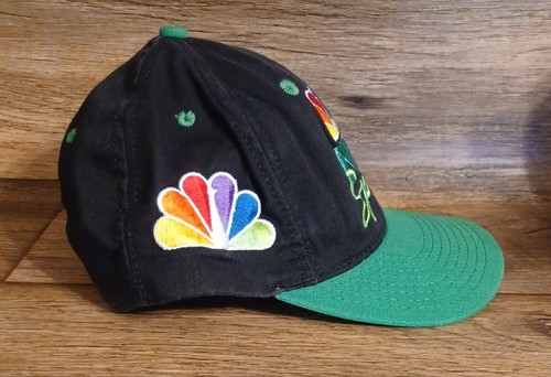 Vintage 90s NBC Sports Hat Cap Black Green Snap Back Sports - Picture 2 of 7