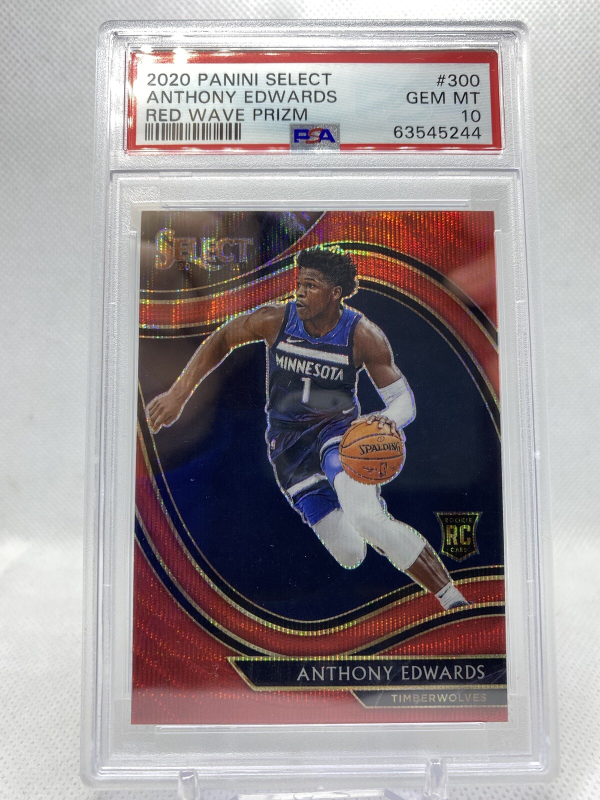 2020 Select 300 ANTHONY EDWARDS Rookie RC RED WAVE PRIZM SSP GEM MINT PSA 10
