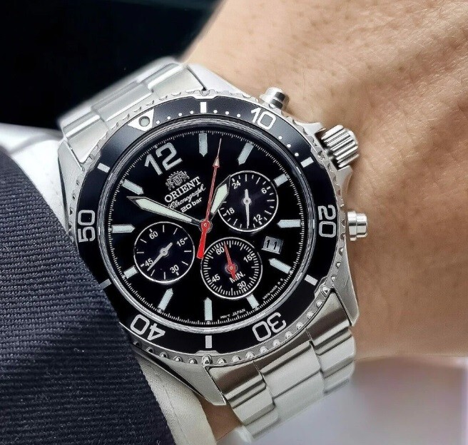 Orient RA-TX0202B10B Mako Solar Chronograph Black Analog Men's