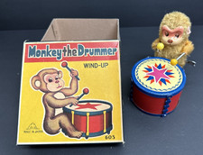VINTAGE MONKEY THE DRUMMER WIND UP JAPAN WORKS IN BOX LOOK VIDEO