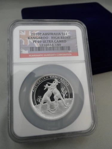 2010p australia $$1 Kangaroo-high Relief NGC graded Pf69 Ultra Cameo 1216044-189