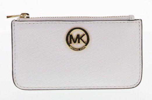 即発 Michael Kors★FULTON CARD CASEキーリング*バッグに付け NEW MICHAEL KORS FULTON OPTIC WHITE TRAVEL KEY POUCH WITH
