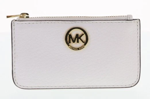 NEW MICHAEL KORS FULTON OPTIC WHITE TRAVEL KEY POUCH WITH GOLD