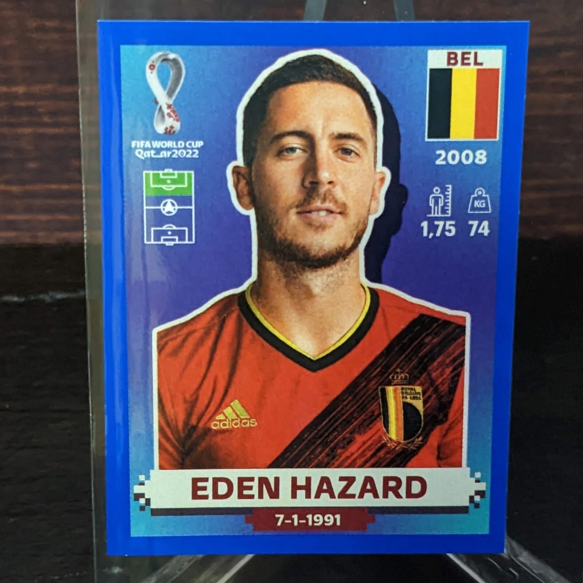 Eden Hazard Belgium Blue Panini World Cup 2022 Qatar Sticker BEL18