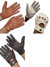 Unisex thin unlined Police holes Car Driving Fashion Sheep 100% Leather Gloves