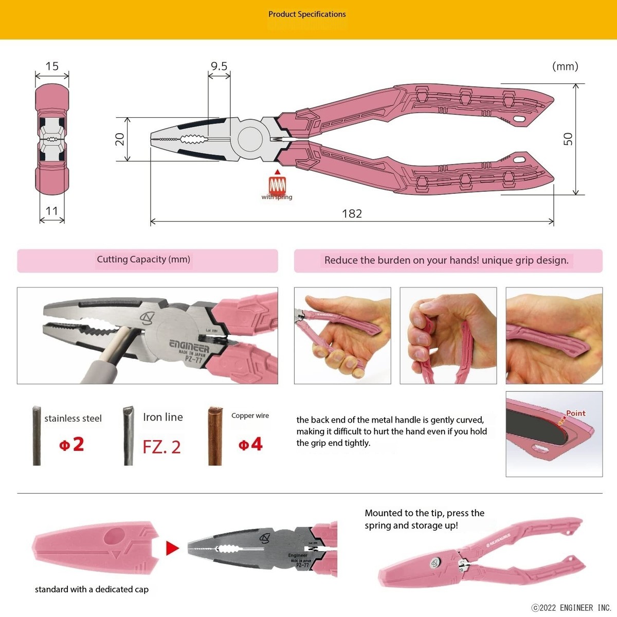 Engineer PZ-77P Japan Pink Neji Zaurus Screw Pliers Screw Removing