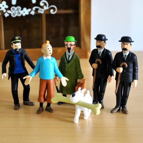 Lot 6 The Adventures of Tintin Snowy Action Figure Play set Toy Doll Cake Topper - Picture 1 of 12