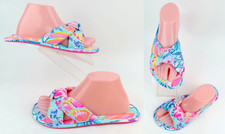 Lilly Pulitzer Pool Slippers Sea Glass Aqua Rainforest Retreat S/M Sz 7 - 8