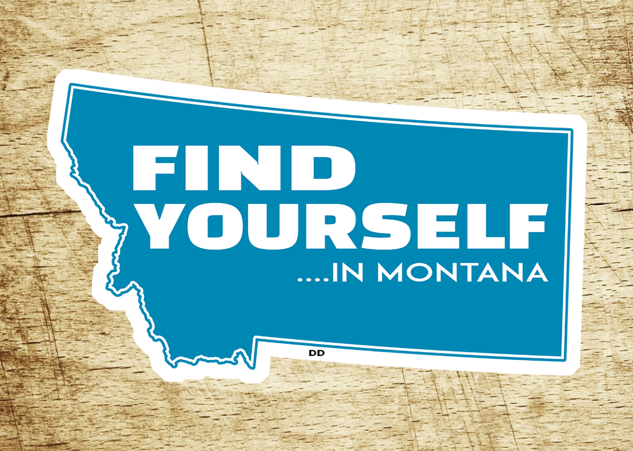 Montana 3.75" X 2" Sticker Decal Find Yourself Bozeman Billings Helena