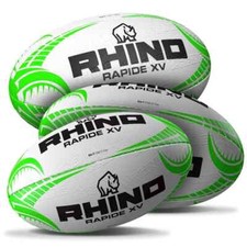 39.99 NEW PACK OF 5 rhino rapide rugby BALLS size 5 or 4 WHITE GREEN