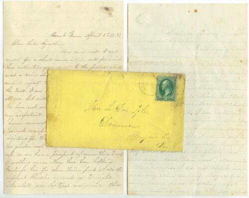 1872 Mount Vernon letter to Mrs L D Tyler Damascus Pennsylvania - Picture 1 of 1