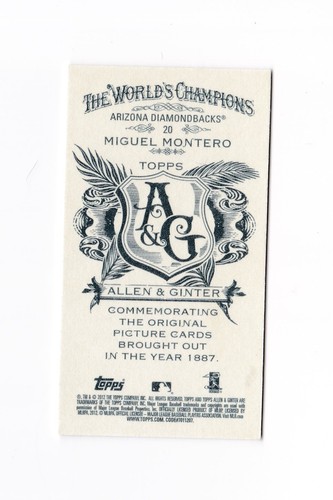 2012 Topps Allen and Ginter Mini A and G Back #20 Miguel Montero Diamondbacks - Picture 2 of 2