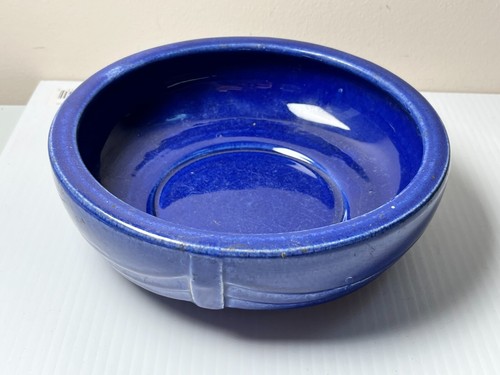 VINTAGE MCM MODERNIST NAVY BLUE DRAPE ART POTTERY BOWL DISH 8" - Picture 2 of 6