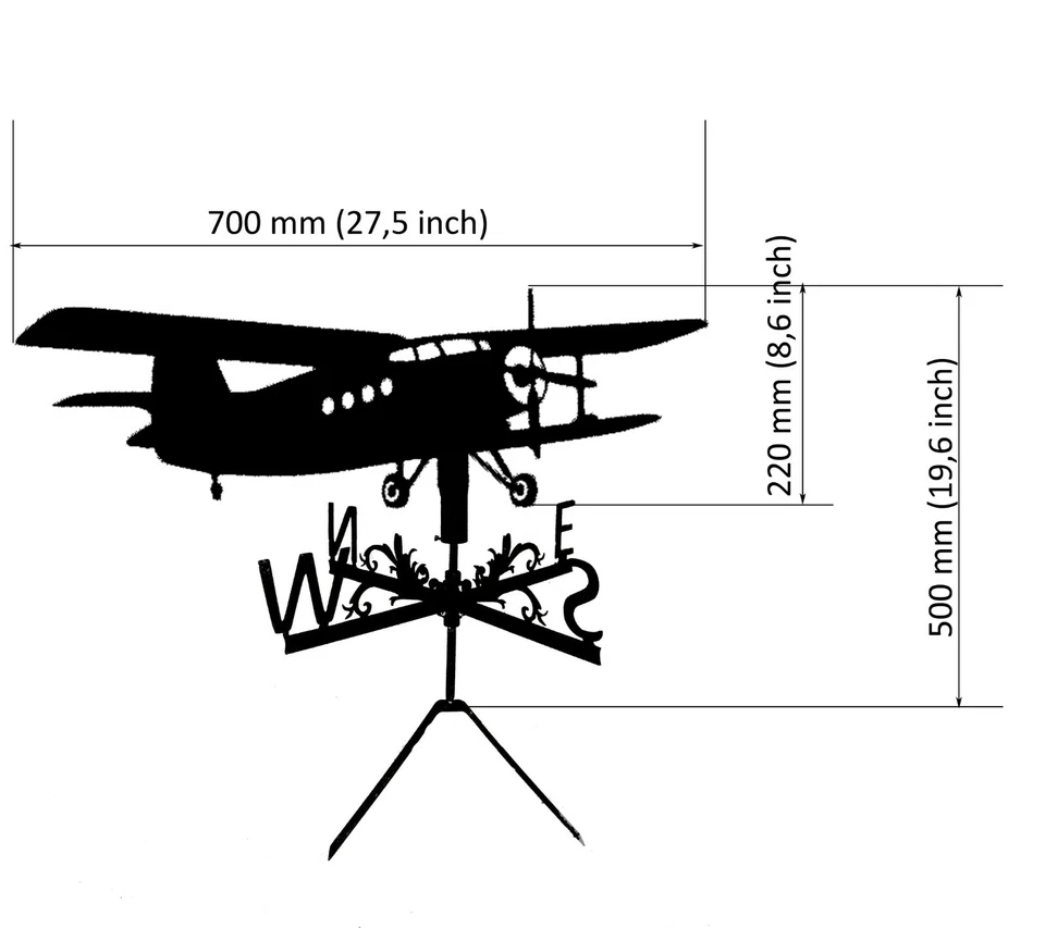 Plane Metal Weathervane, Weather Vane, home roof decor, aircraft, airplane - Image 3 of 4
