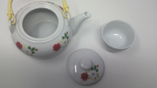 Small Saki Teapot Floral Print Plastic Handle With One Cup - Picture 5 of 8