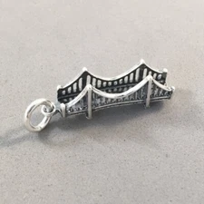 .925 Sterling Silver 3-D GOLDEN GATE BRIDGE San Francisco CHARM Pendant NEW TW17