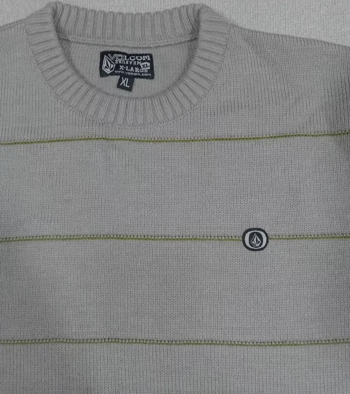 Vintage Volcom Vandal Wool Sweater Jumper Pullover Beige Grey Mens XL Y2K - Image 2 of 4