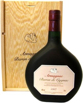 Rarität: Armagnac Baron de Cygnac 0,7l Jahrgang 1967 + Holzkiste