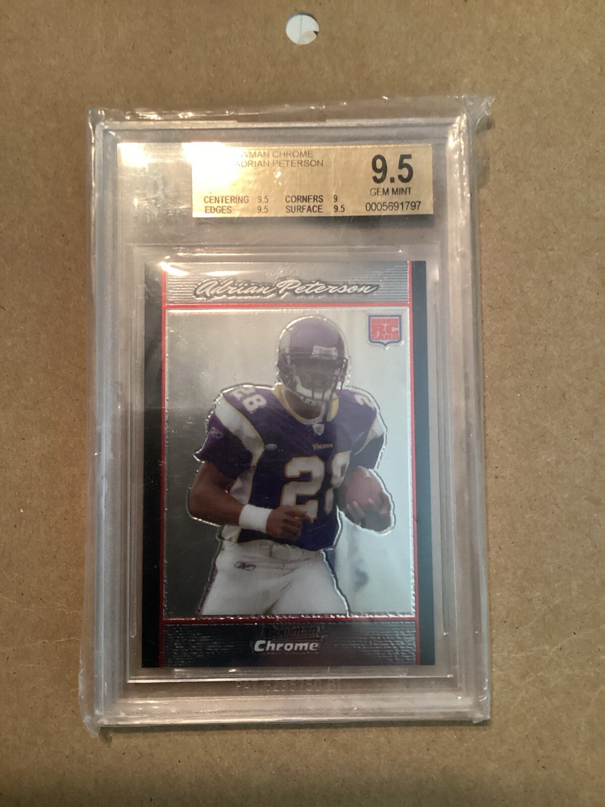 2007 Bowman Chrome Adrian Peterson Beckett 9.5