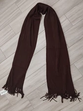 Layers by Lizden "Marvelush" Brown Knit Fringed Scarf.   Size  15x78+3 in Fringe