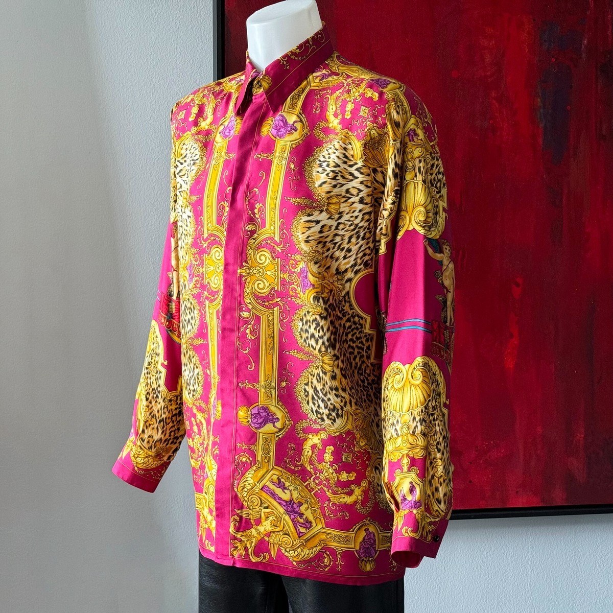 GIANNI VERSACE silk shirt Baroque Sauvage print size IT 46 GIANNI VERSACE silk shirt Baroque Sauvage print size IT 46