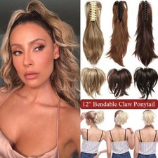 Natural Messy Clip In Ponytail as Human Hair Extension Claw On Fake Hair Piece