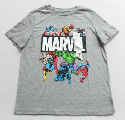 Jumping Beans Marvel Unisex Kids Short Sleeve Crew Tee Shirt EJ1 Grey Size 7 NWT