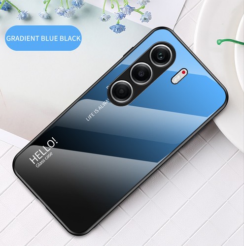 For Tecno Camon 40 Pro 4G, Gradient Back Glass Shell Soft Bumper Skin Case Cover - 第 15/25 張圖片