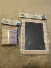 New Lot Of Magnetic Locker Mirror  Pencil Holder Cup Storage School Pink Stripe