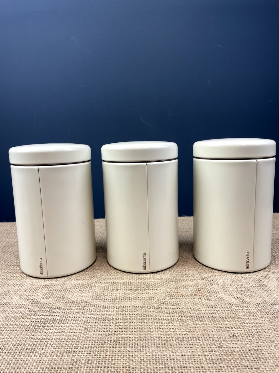 VINTAGE BRABANTIA STORAGE TINS CANISTERS LIDDED COFFEE TEA SUGAR