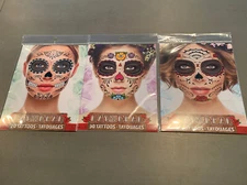 Lot of 3 Savvi-Day of the Dead Tattoos 20, 30 & 32 Tattoos per pack Brand New