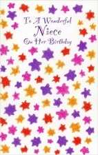 Loving HAPPY BIRTHDAY Card FOR NIECE, Fun Colorful Stars by Gallant Greetings   