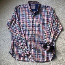 VISCONTI BLACK Colorful Geometric Men's Shirt SzXL Long Sleeve Flip Cuff NWOT