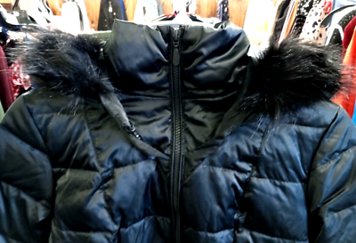 1 Madison Luxe Outerwear Detachable Hood Black Quilted Coat Size