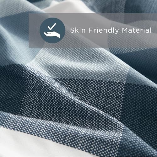 Plaid Full/Queen Comforter Set, Farmhouse Comforter Set Queen, Blue and