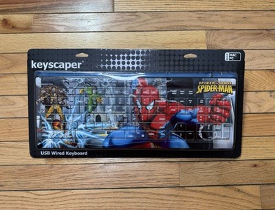 Keyscaper USB Wired Keyboard Spider Man Printing for MAC and PC Superhero Merch