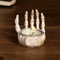 Yorismal Skelett Palme KerzenstäNder Harz Halloween Dekor Teelichter Deko