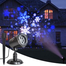 Christmas Projector Lights LED White Blue Rotating Snowflake Projector Light ...