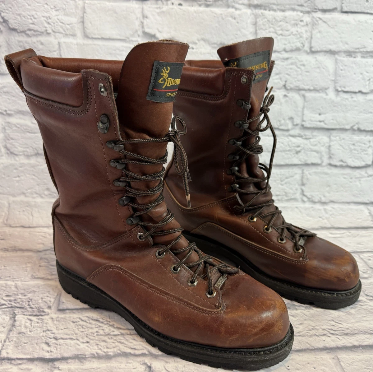 Vintage Browning Camo Duck Boots Made in Canada Embossed Sole Hunting Size 10 Men main image 4