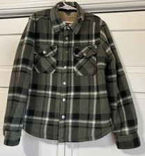 Eddie Bauer Boys Sherpa Lined Snap Front Fleece Shirt Jacket Shacket Kids 8