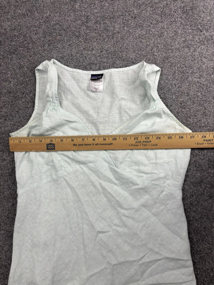 Camisa sin mangas Patagonia para mujer 8 verde claro sin mangas cuello en V mezcla de cáñamo cremallera lateral Foto 4 de 4
