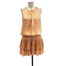 Current Air Los Angeles The Wyland Dress Smocked Mini Orange Floral Size Small