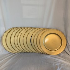 Set of Gold Charger Plates with Beaded Rims,13 in Round Chargers Set Of 12