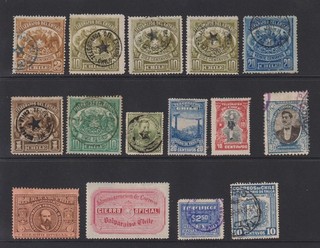 CHILE Fiscals/Revenues 15 stamps as seen (1304)