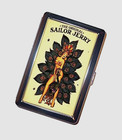 Flash tattoo Peacock pinup Cigarette Case Handmade Vintage art FREE SHIPPING