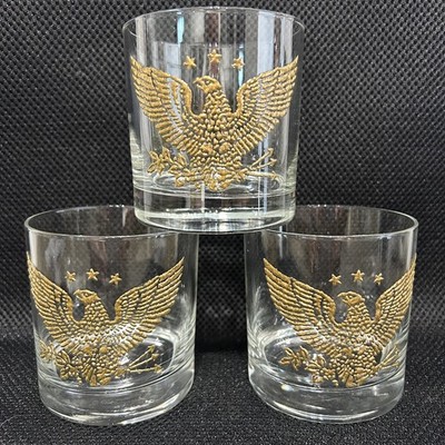 3 Vintage 1776-1976 U.S. Bicentennial Celebration Eagle Rocks Whisky Glasses 